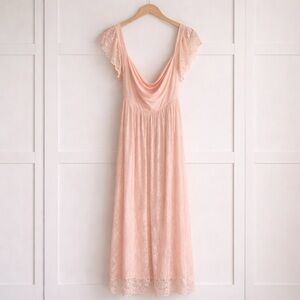 Maternity Pink Lace Gown